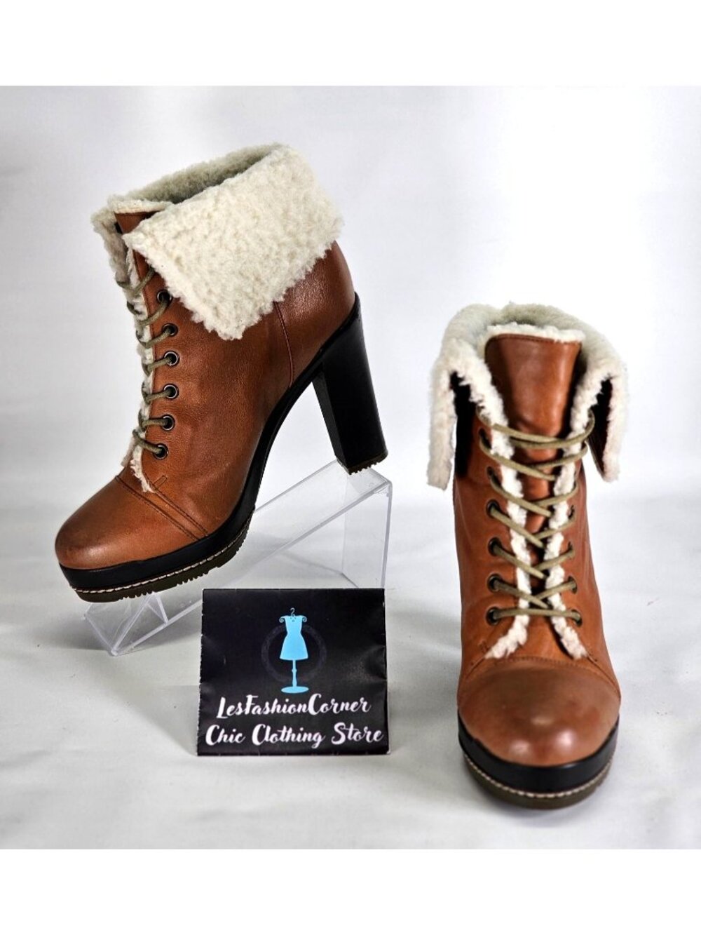 Kelsi Dagger Women's Tan Leather Ricci High Heel Boots Luggage Size 8.5 341
